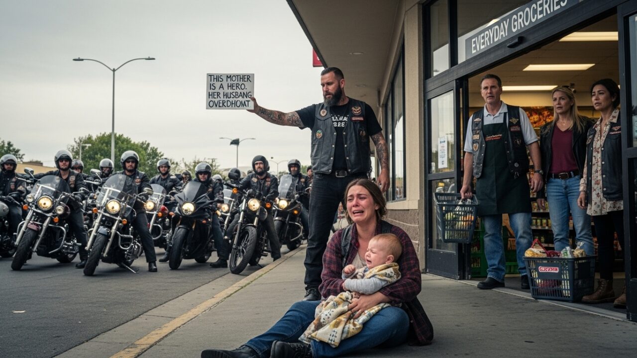 They Threw A Penniless Mother And Her Screaming Baby Out Into The Blistering Heat Because She Was “Disturbing” The Line… Five Minutes Later, Thirty Heavy Engines Rattled The Windows, And The Store Manager Realized His Deadly Mistake.