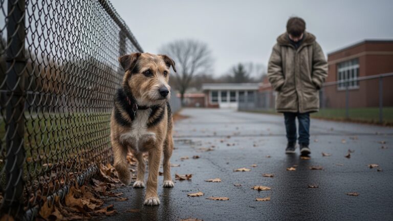 The Dog With The Crooked Leg Waited Outside The School Every Day, Hoping The Boy Who Never Smiled Would Look Back