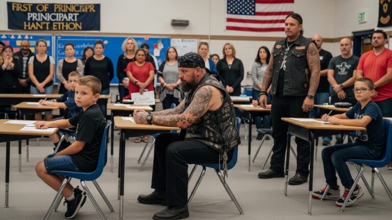 “The Principal Demanded Every Parent Stand Beside Their Child On Opening Day. When I Saw The 8-Year-Old Boy Sitting Completely Alone In The Third Row, My Heart Sank… Then The Gym Doors Slammed Open.”