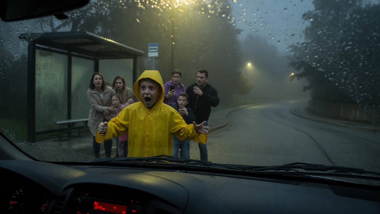 I watched the 7-year-old boy scream daily at the Oak Street bus stop—until I noticed his “random” shrieks perfectly mirrored the fresh skid marks, prompting me to quietly lift my phone and hit record.