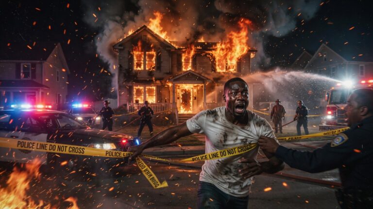I’d been a patrol officer for 14 years when I tackled the frantic man breaching the fire line—then I saw the “scorched bundle” against his chest and quietly unclipped my radio.
